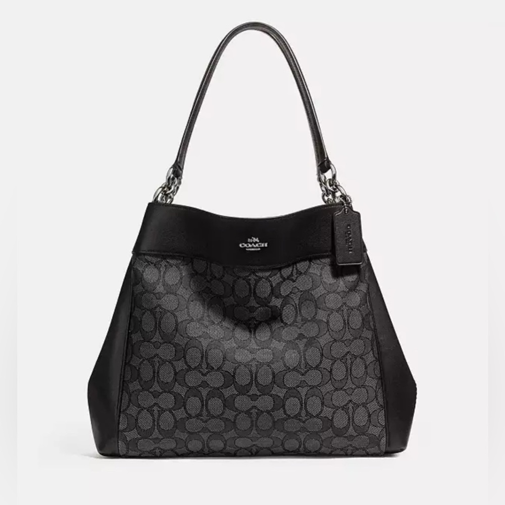 Coach Lexy shoulder bag in signature black/grey jacquard